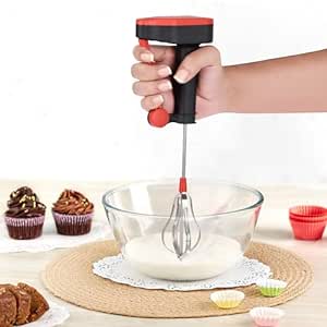 Heart Home Hand Blender | Milk Lassi Maker | Hand Press Mixer with Steel Blades | Egg Beater