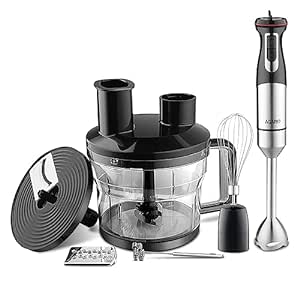 AGARO Grand Plus 6 in 1 Hand Blender 1000W, 100% Copper Motor, 2 Variable Speed Modes & Speed Regulator