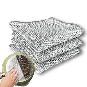 KASHIVAL Scrub Pad Multipurpose Wire Dishwashing Rags for Wet and Dry, Non-Scratch Wire Dishcloth